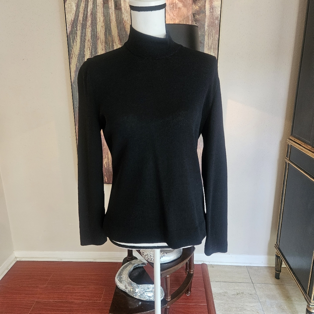 St. John Black Cowl Neck Sweater - Picture 2 of 6